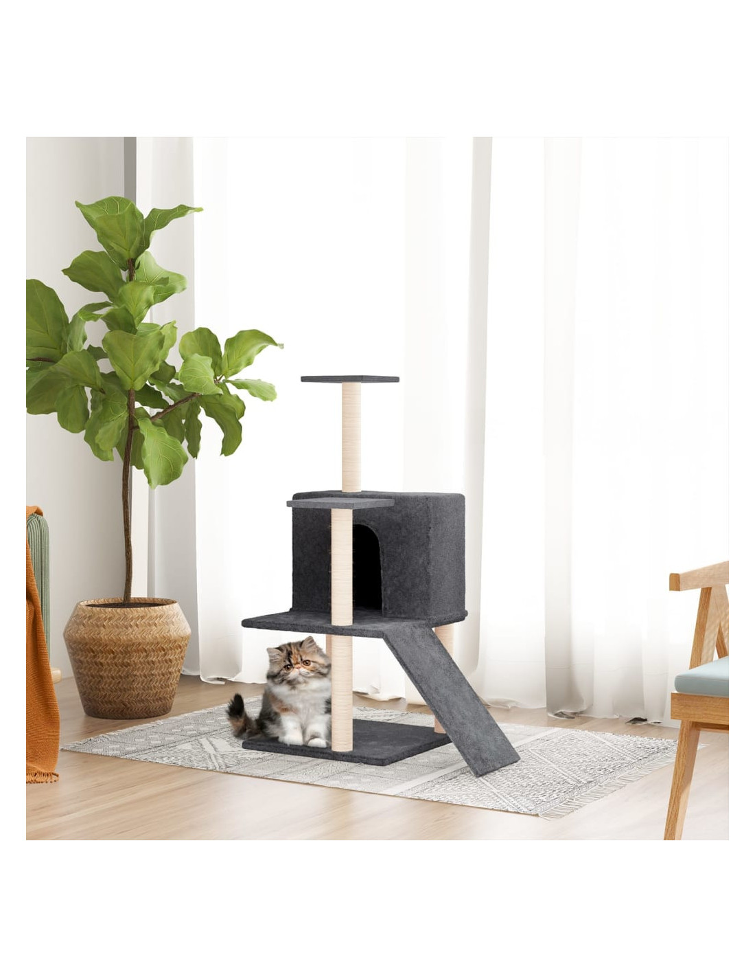Arbre à Chat avec Griffoirs en Sisal Gris Foncé 82 cm