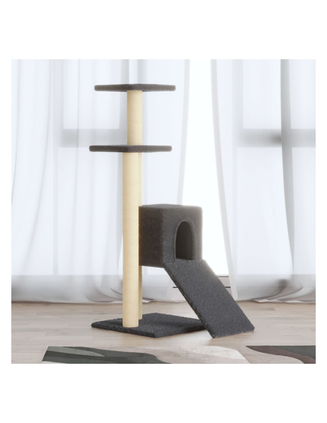 Arbre à Chat Gris Foncé avec Griffoirs 92 cm