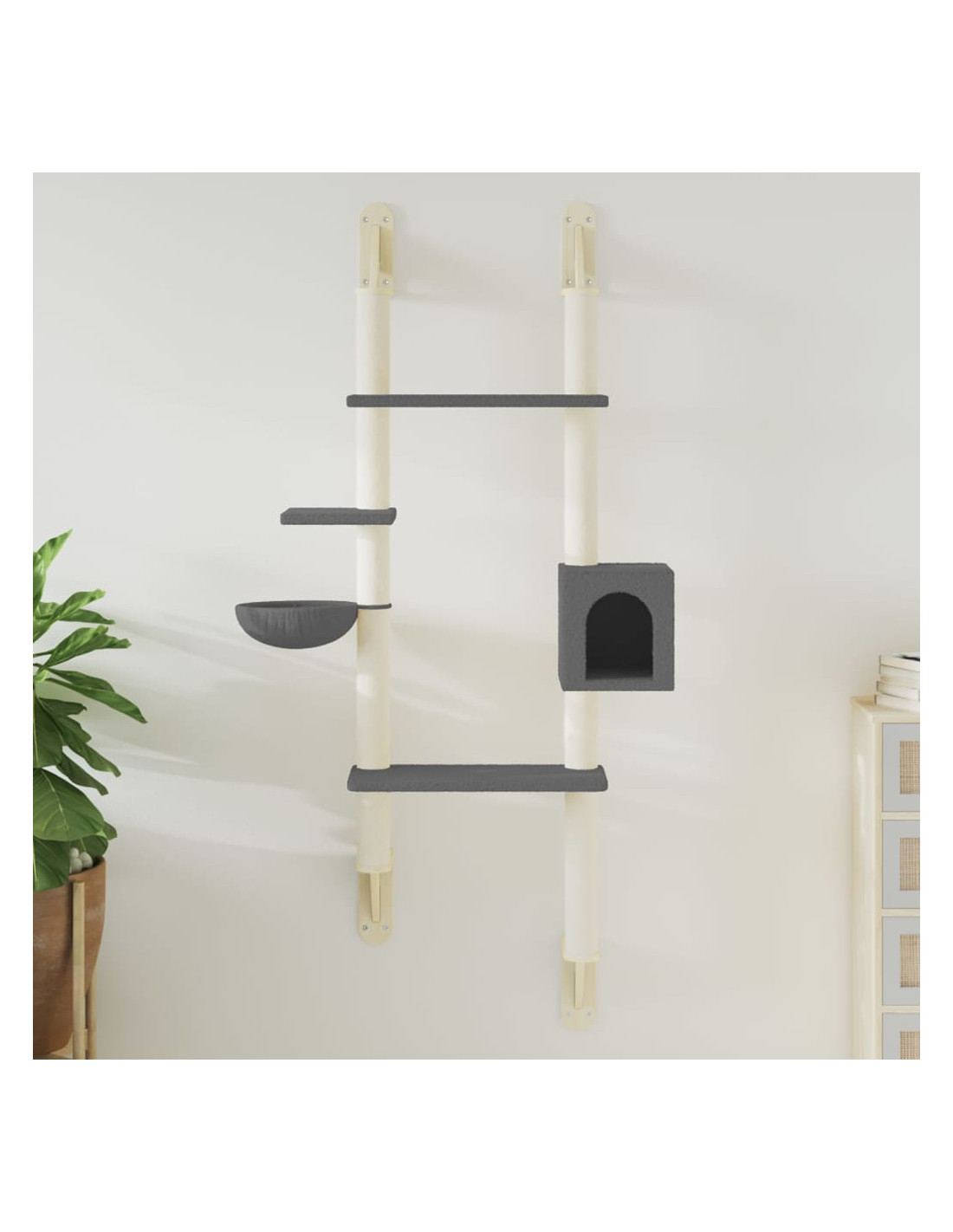 Arbre à Chat Mural Gris Foncé 180 cm