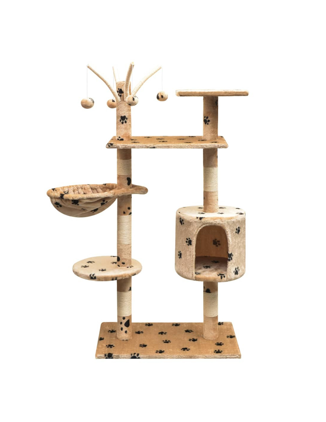 Arbre à Chat Sisal 125 cm Beige avec Empreintes