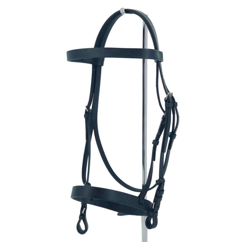 Riding World - Bridon muserolle française noir avec rênes