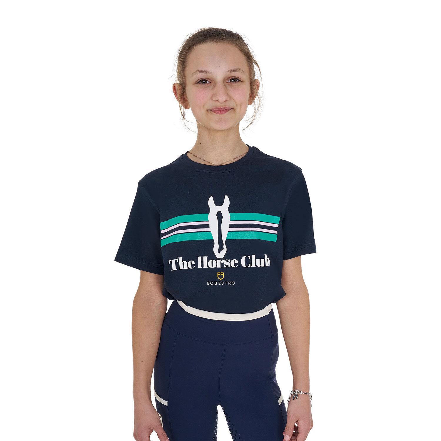 T-shirt rayé en coton fille Horse Club