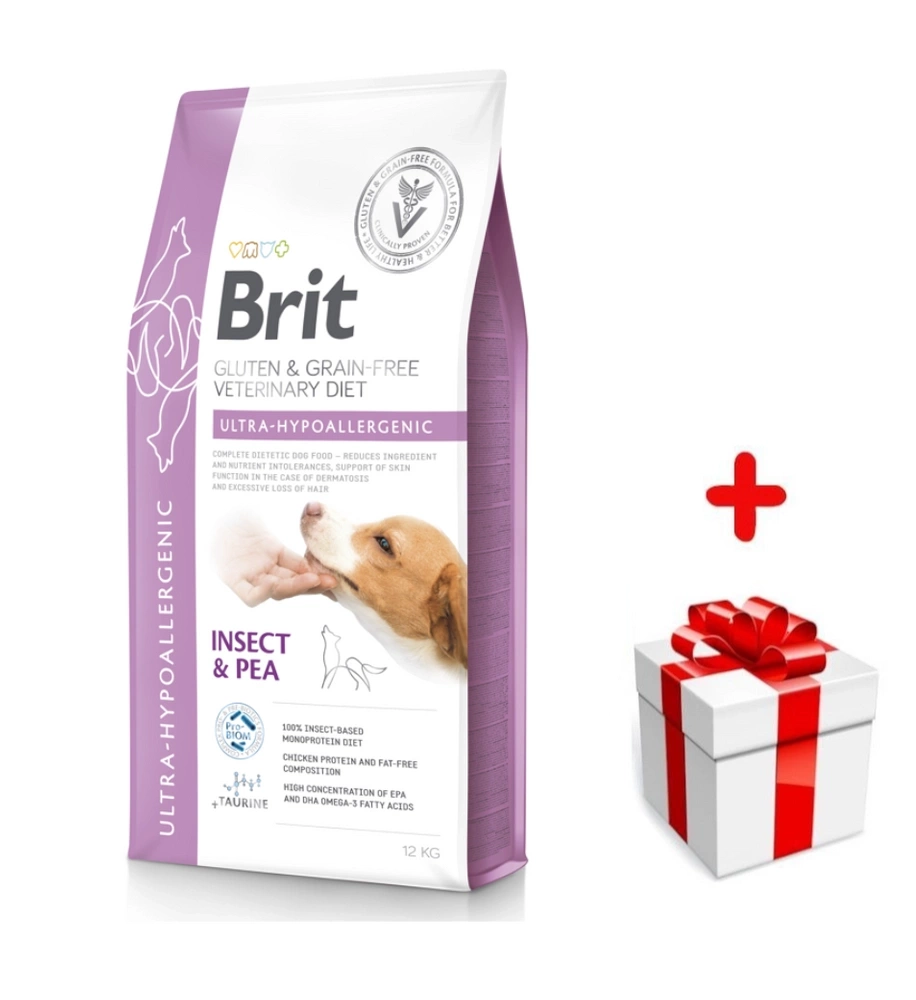 BRIT GF Veterinary Diets Dog Ultra-Hypoallergenic Insect 12kg+Surprise