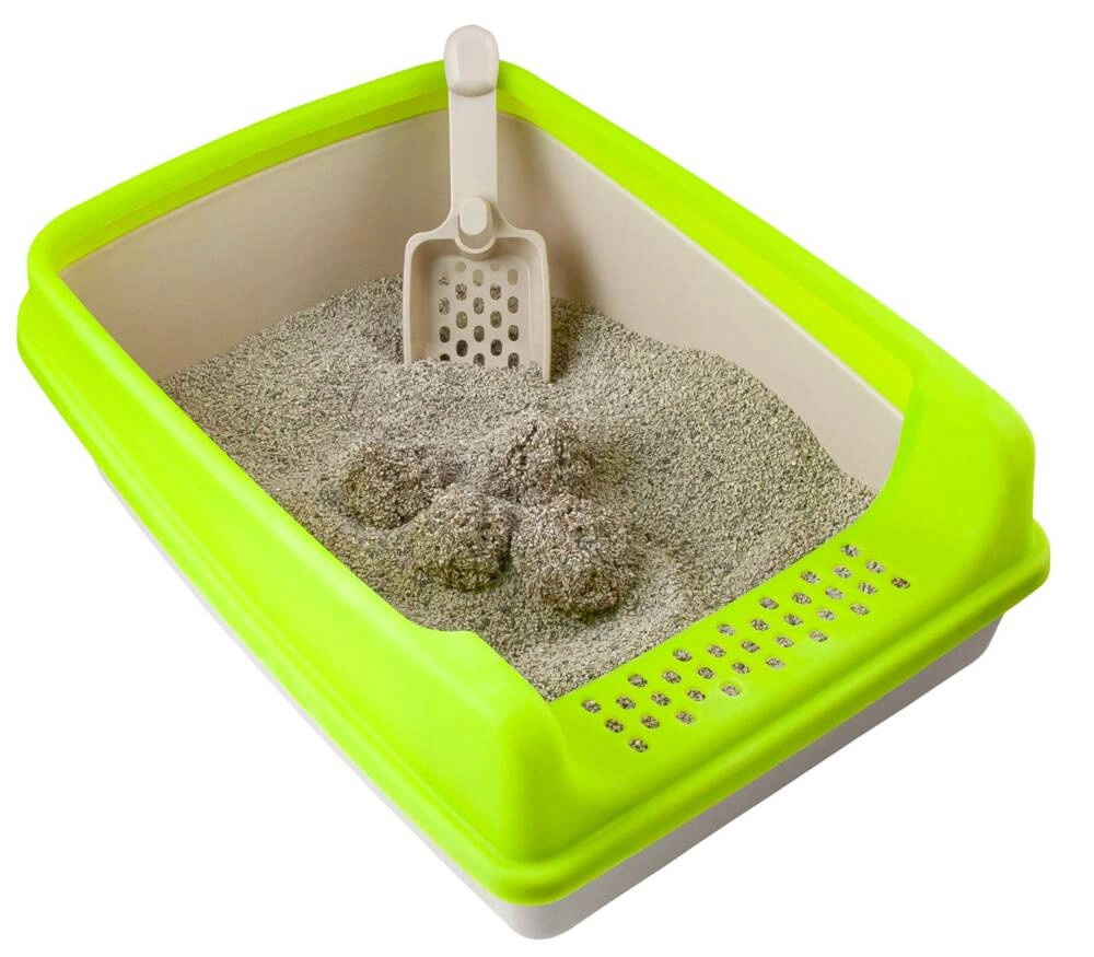 Bac à litière vert avec palette 20cm x 35xm x 50cm