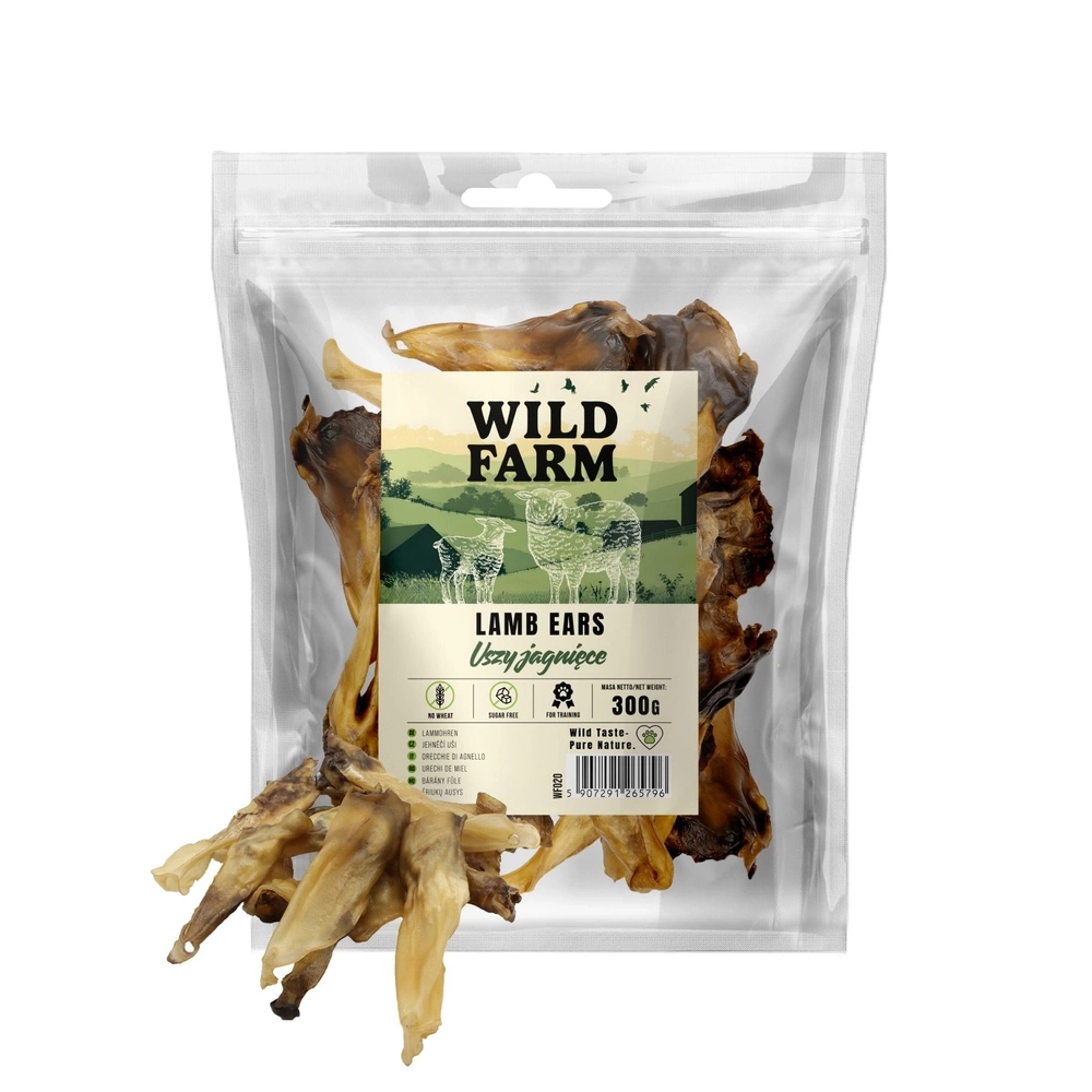 Friandises pour chien aux oreilles d'agneau WILD FARM 300 g