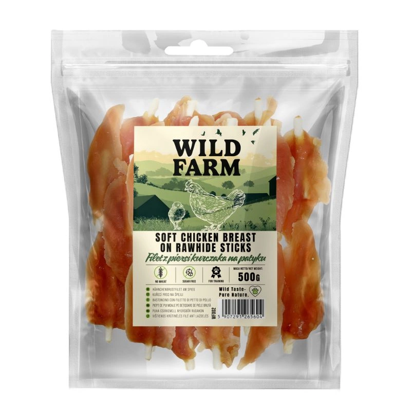 WILD FARM Filet de poulet sur bâtonnet 500 g friandise pour chien