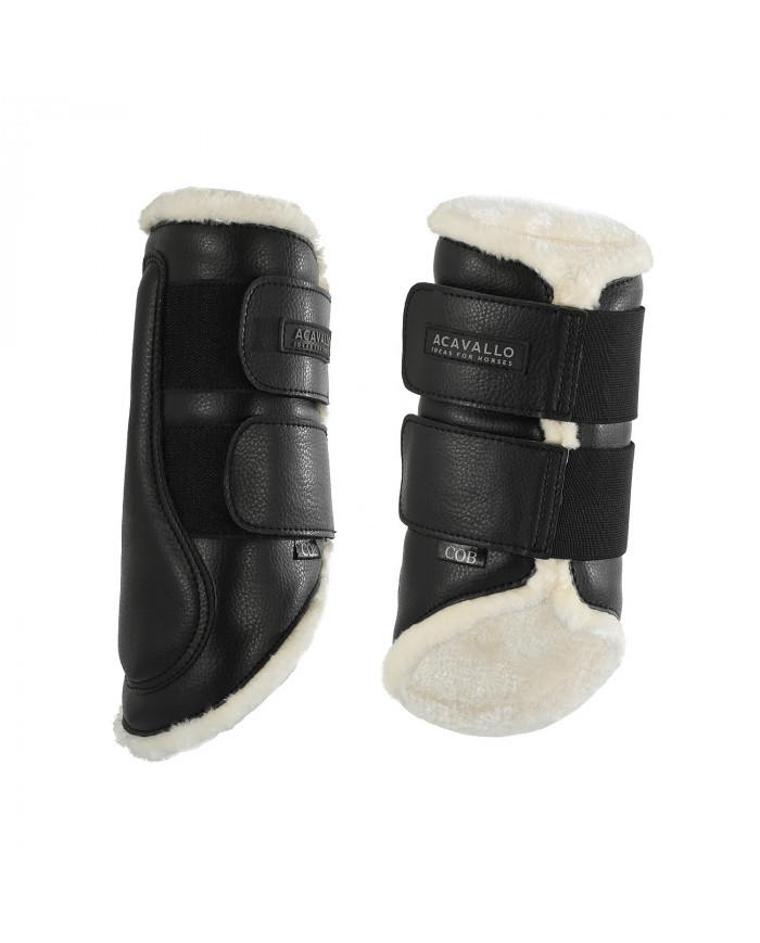 Guêtres de cheval à brossage avant en cuir écologique avec double fermeture velcro