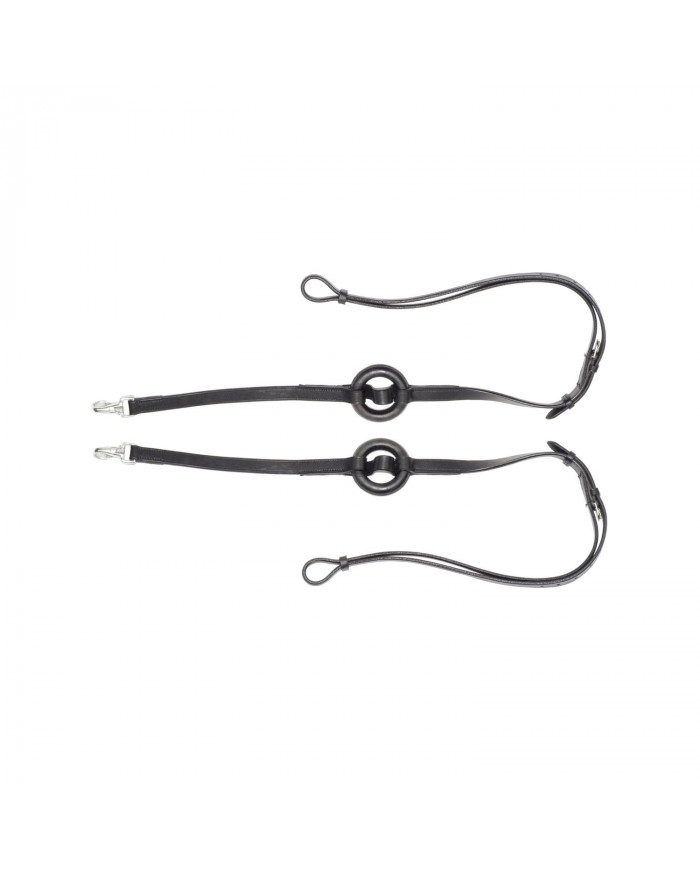 rênes en cuir avec anneau en caoutchouc