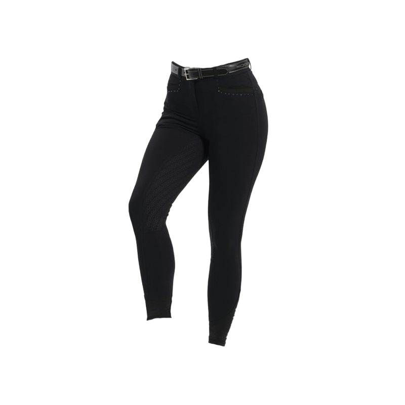 Equithème - Pantalon d'équitation fille Safir noir/ bleu