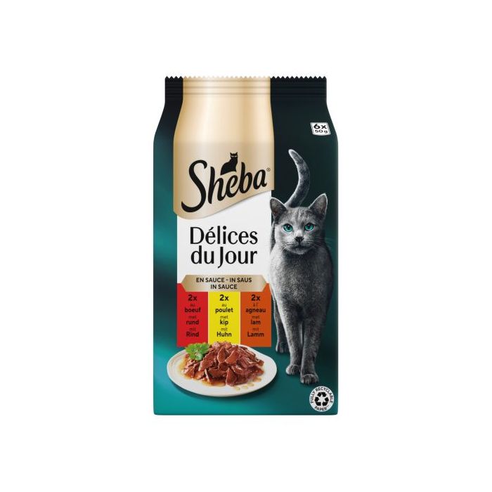 Sheba Délice du Jour Sachets Fraîcheur du Boucher en Sauce 6x50g