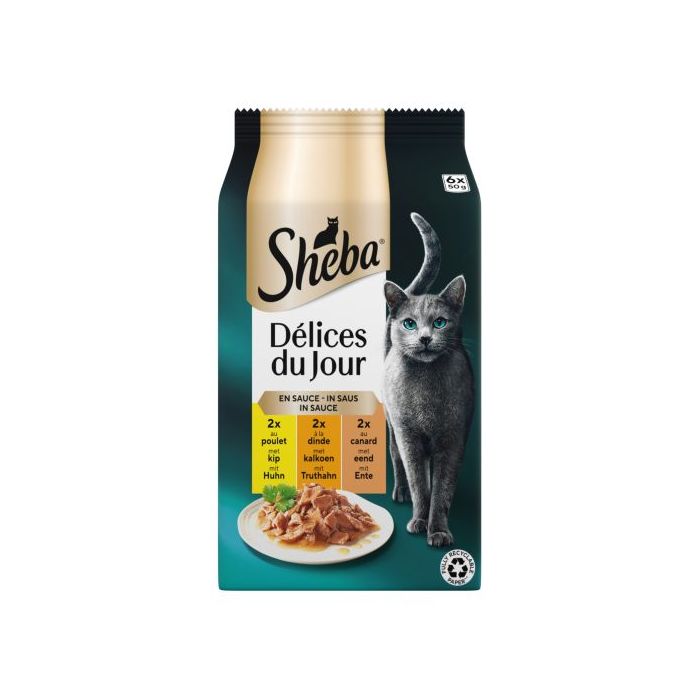 Sheba Délice du Jour Sachets Fraîcheur Volaille en Sauce 6x50g