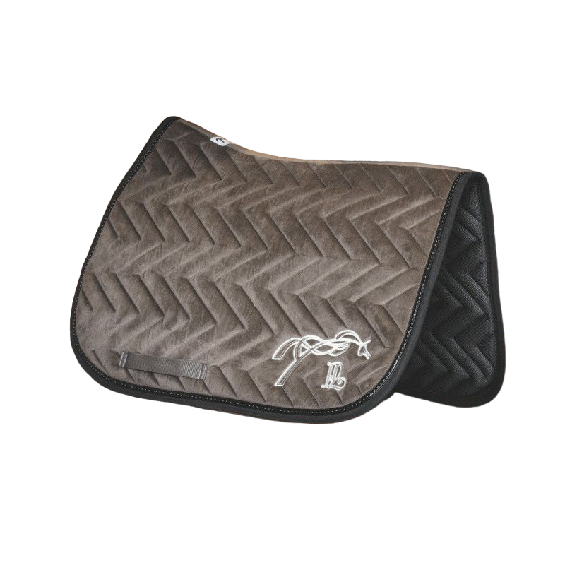 Pénélope - Tapis de selle velours Taupe/ noir