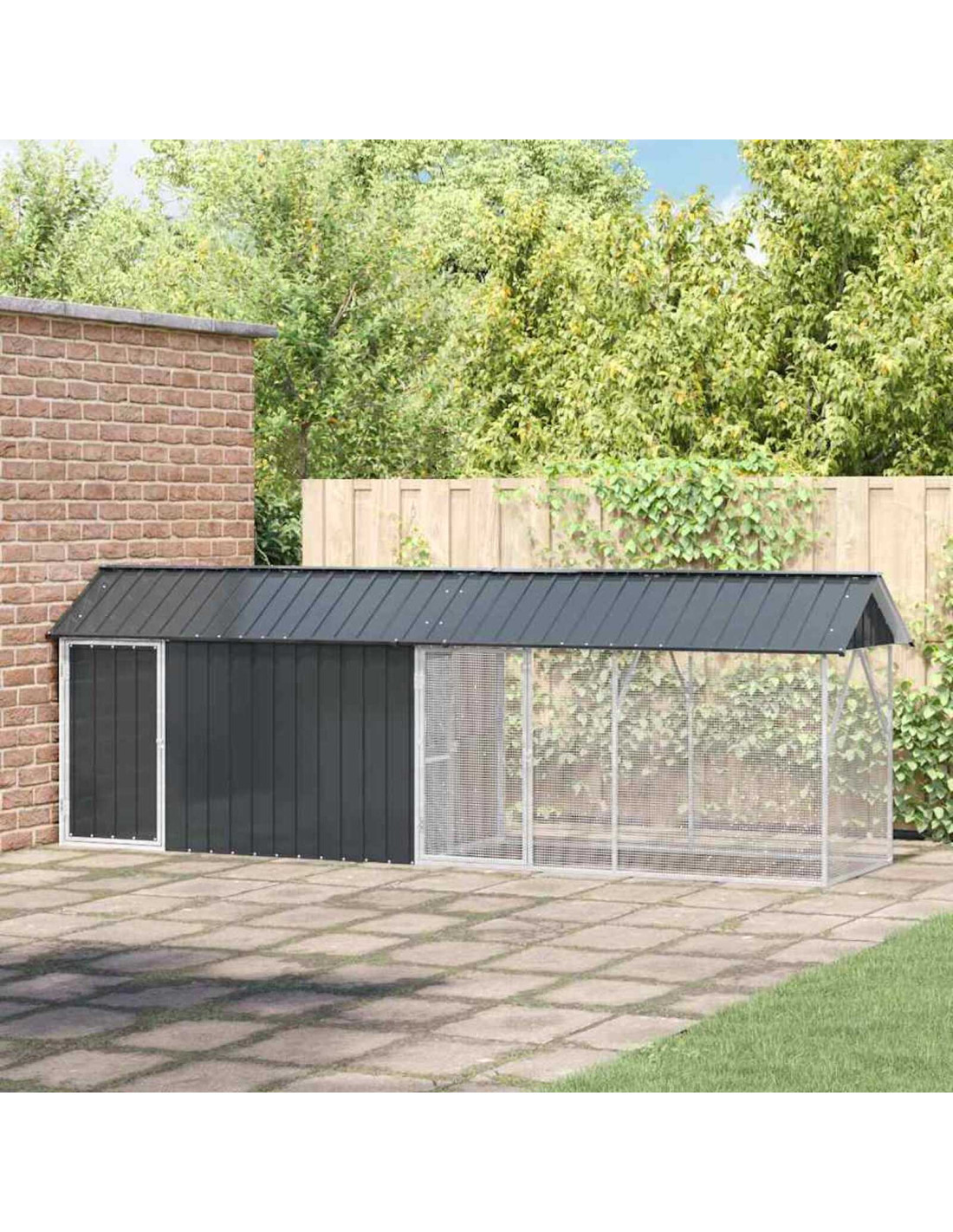 Volière de Jardin Maille Anthracite 442 x 112 x 141 cm en Acier