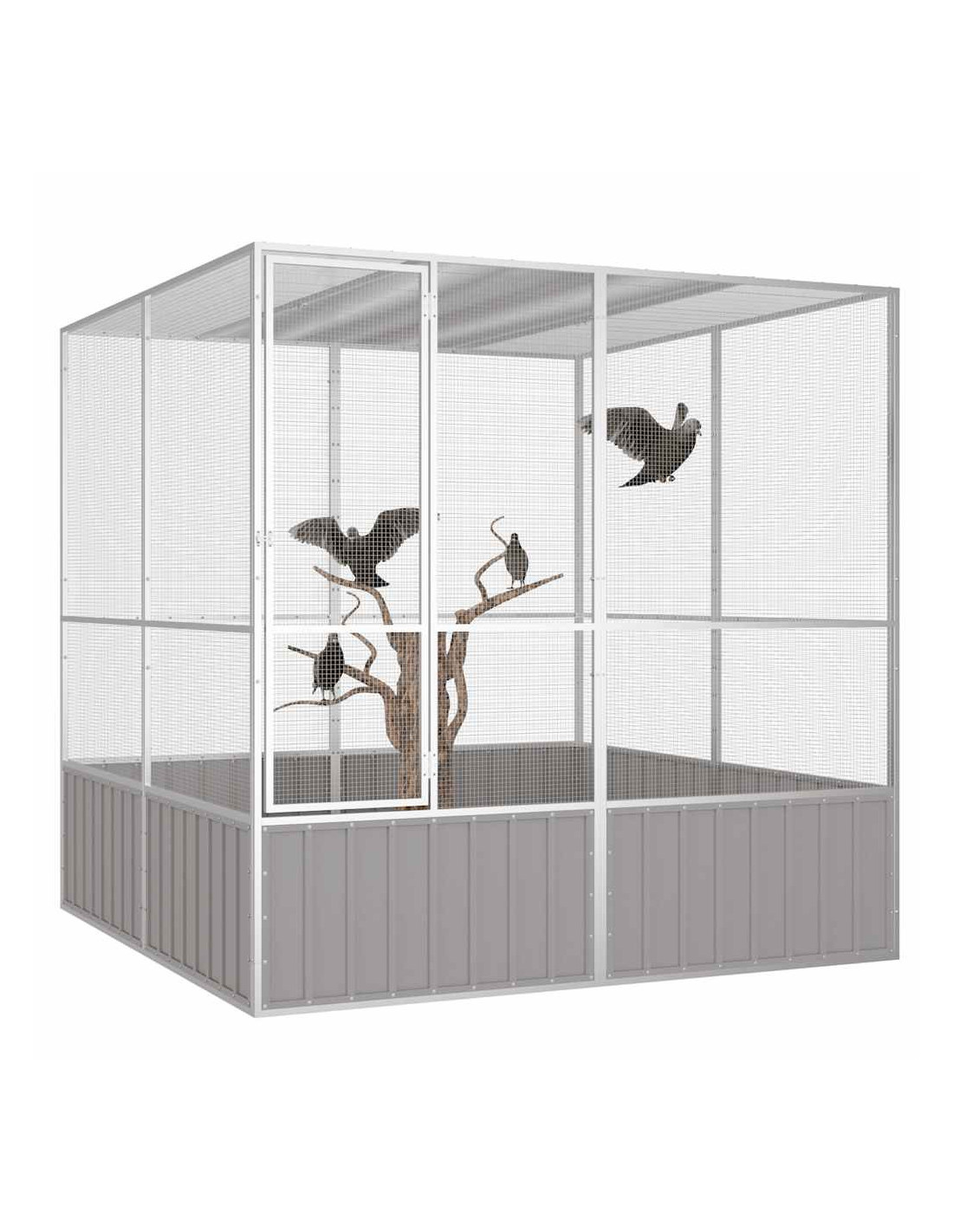 Volière de Jardin Maille Soudée Cage à Oiseaux Gris 213,5 x 217,5 x 211,5 cm