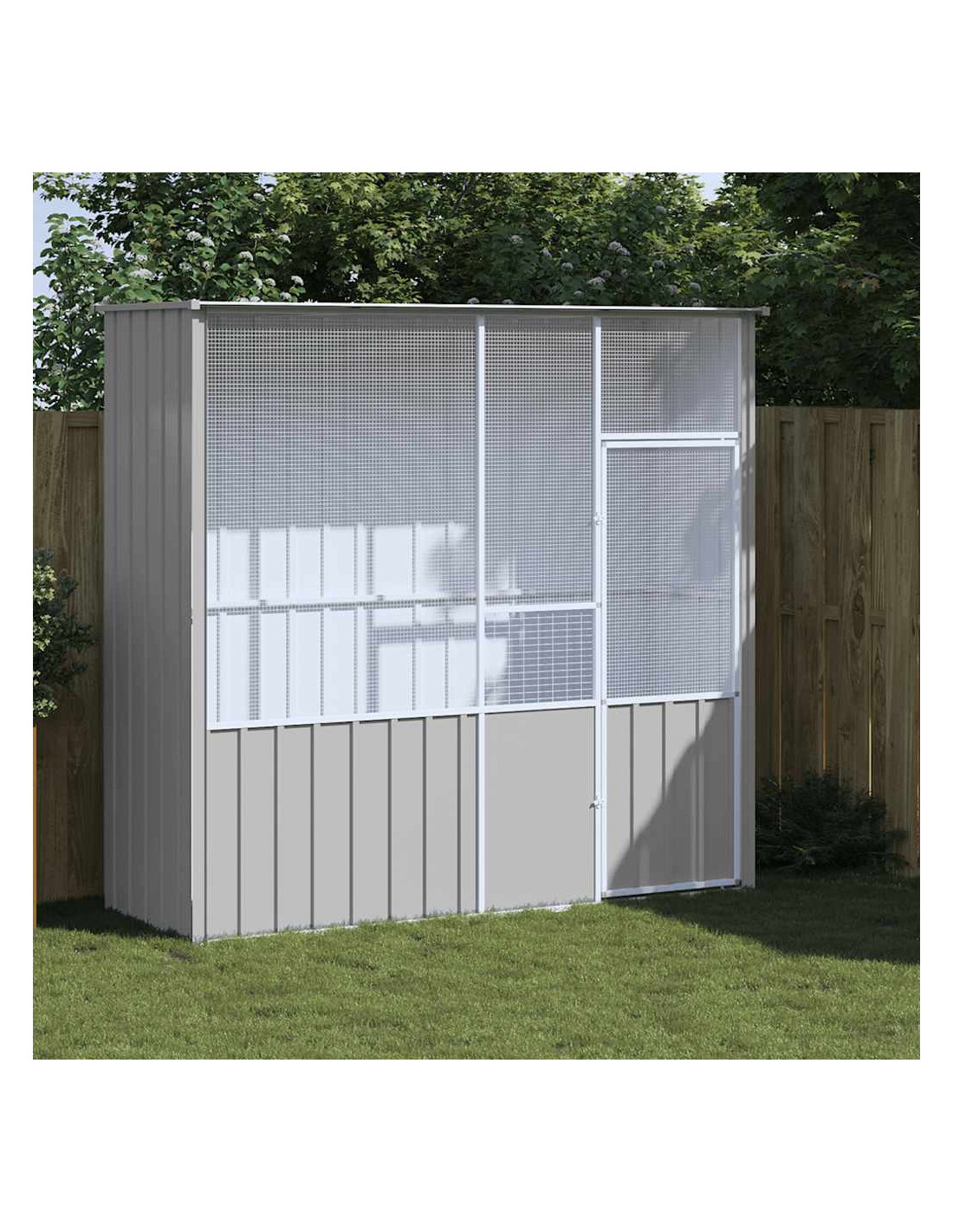 Volière de Jardin Maille Soudée Cage À Oiseaux Gris 215 x 78 x200 cm Acier Galvanisé
