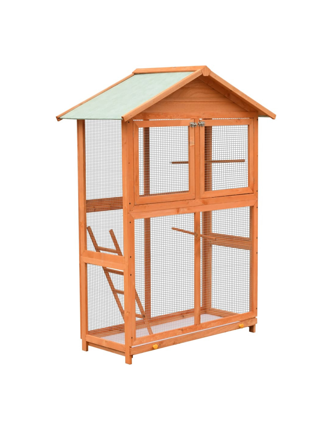 Volière en Pin Cage à Oiseaux en Bois 125,5x59,5x164 cm