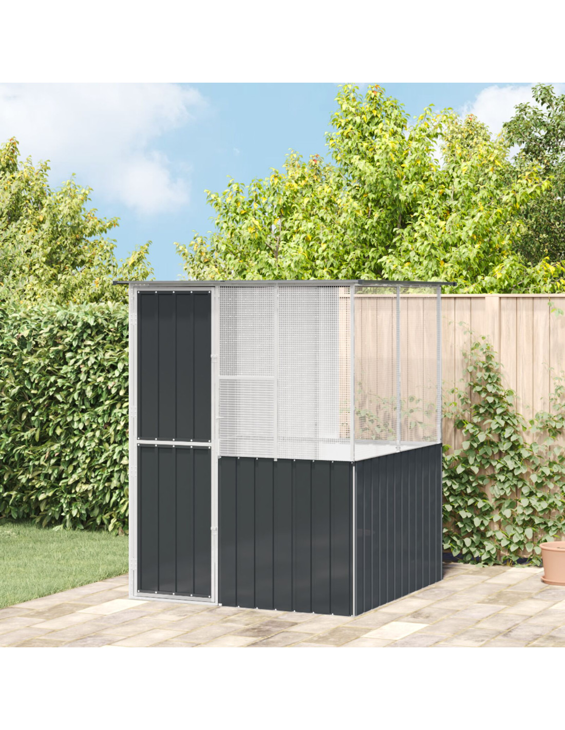 Volière Extérieure Maille Soudée Moderne Anthracite 165 x 167 x 200 cm