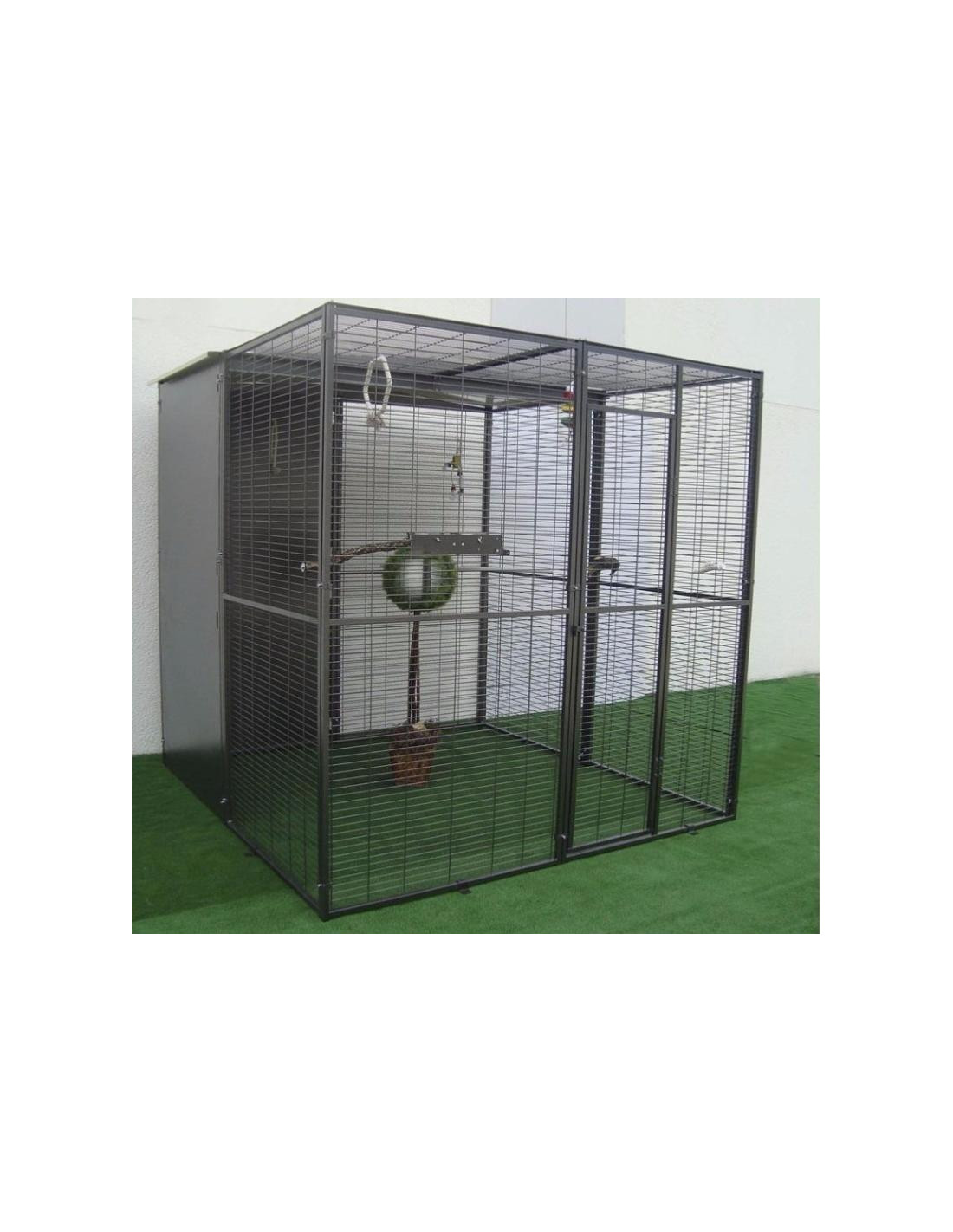 Volière Intérieure perroquet 2x2x2 m + toit mixte Volière Maille Soudée Robuste