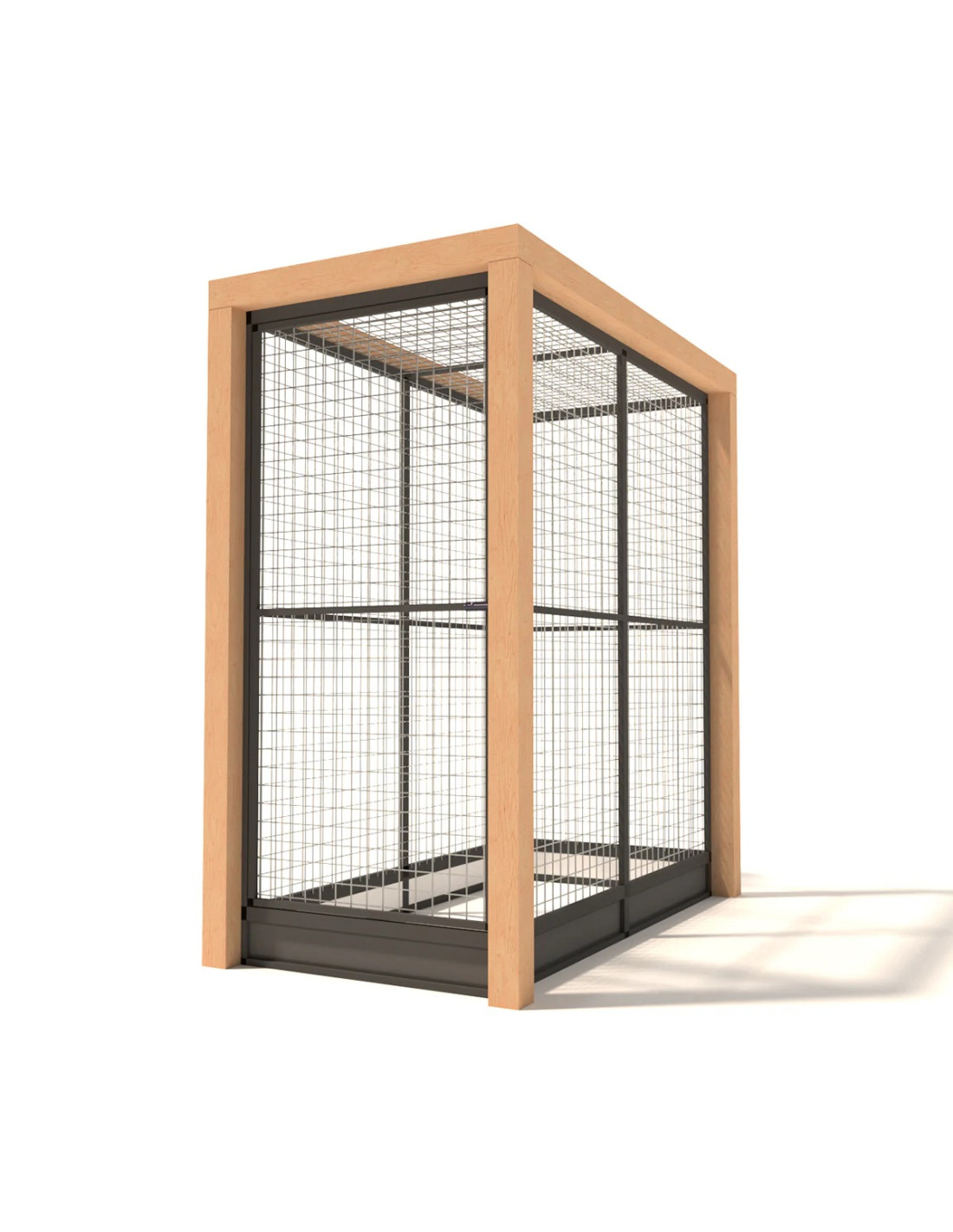 Volière Intérieure Volière Extérieure Aluminium Anthracite et Douglas 103 x 190 x 187 cm Maille 19 x 19 x 1,45 mm avec Plinthes
