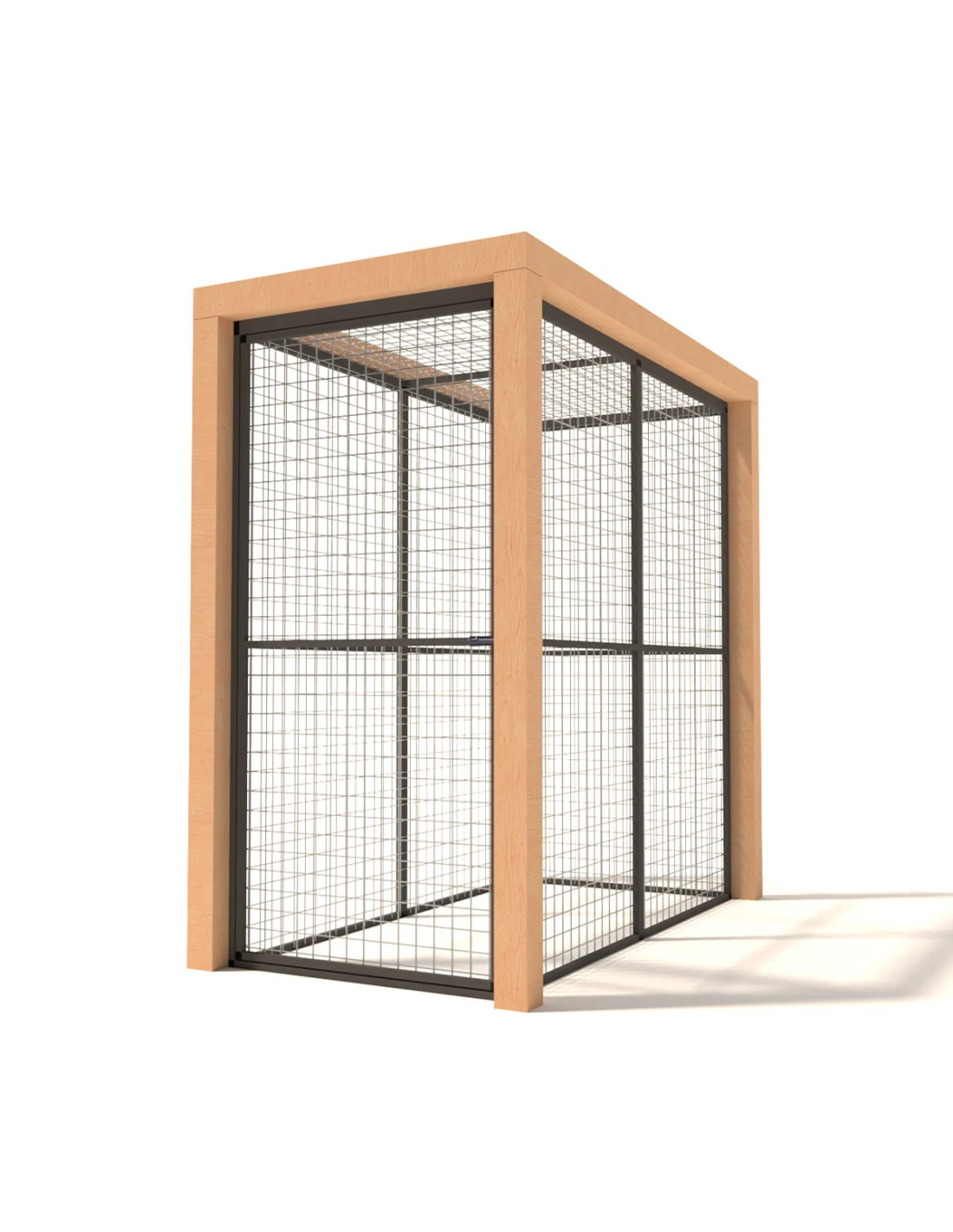 Volière Intérieure Volière Extérieure Aluminium Anthracite et Douglas 103 x 190 x 187 cm Maille 19 x 19 x 1,45 mm