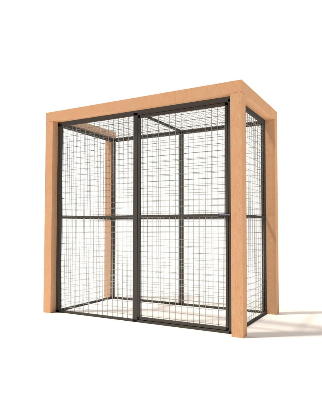 Volière Intérieure Volière Extérieure Aluminium Anthracite et Douglas 193 x 99 x 187 cm Maille 19 x 19 x 1,45 mm