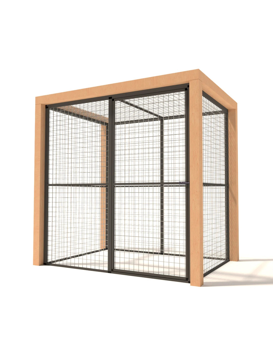 Volière Intérieure Volière Extérieure Aluminium Anthracite et Douglas 194 x 135 x 187 cm Maille 50 x 50 x 3 mm