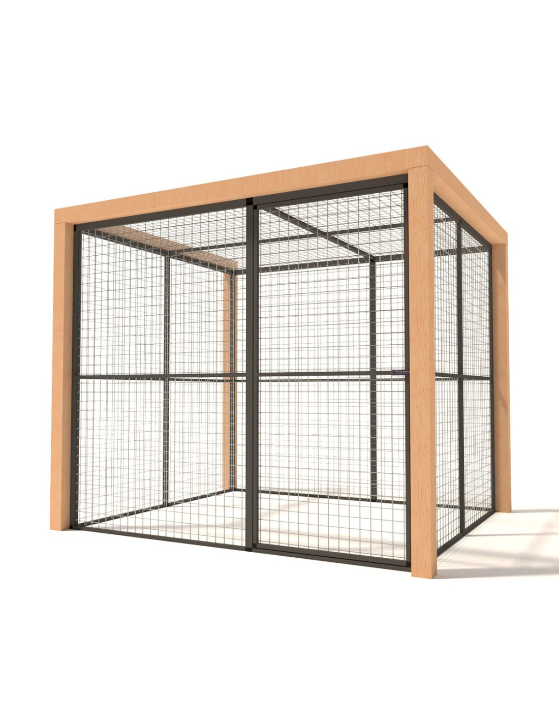 Volière Intérieure Volière Extérieure Aluminium Anthracite et Douglas 224 x 190 x 187 cm Maille 50 x 50 x 3 mm