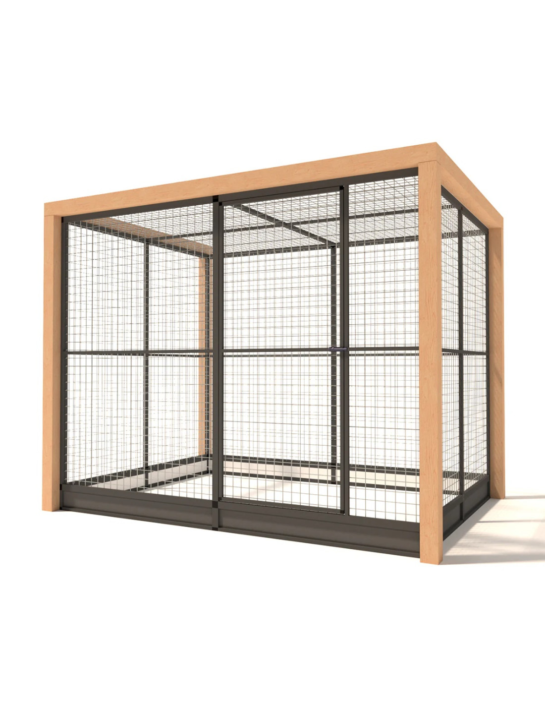 Volière Intérieure Volière Extérieure Aluminium Anthracite et Douglas 260 x 190 x 187 cm Maille 50 x 50 x 3 mm avec Plinthes