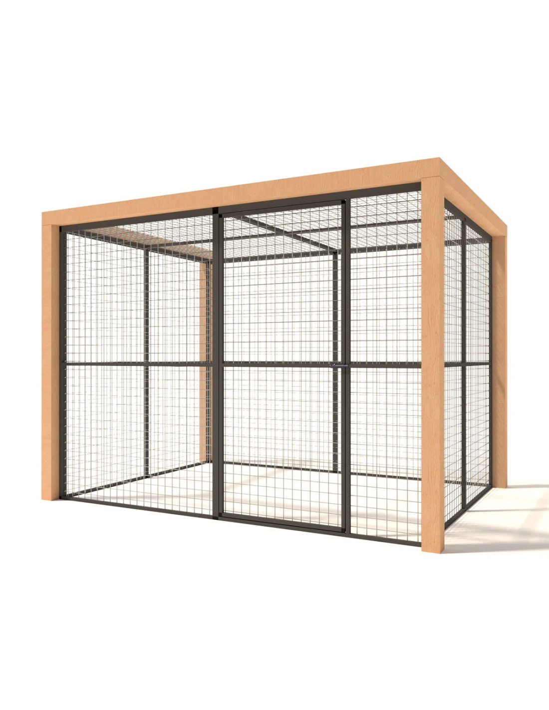 Volière Intérieure Volière Extérieure Aluminium Anthracite et Douglas 260 x 190 x 187 cm Maille 50 x 50 x 3 mm