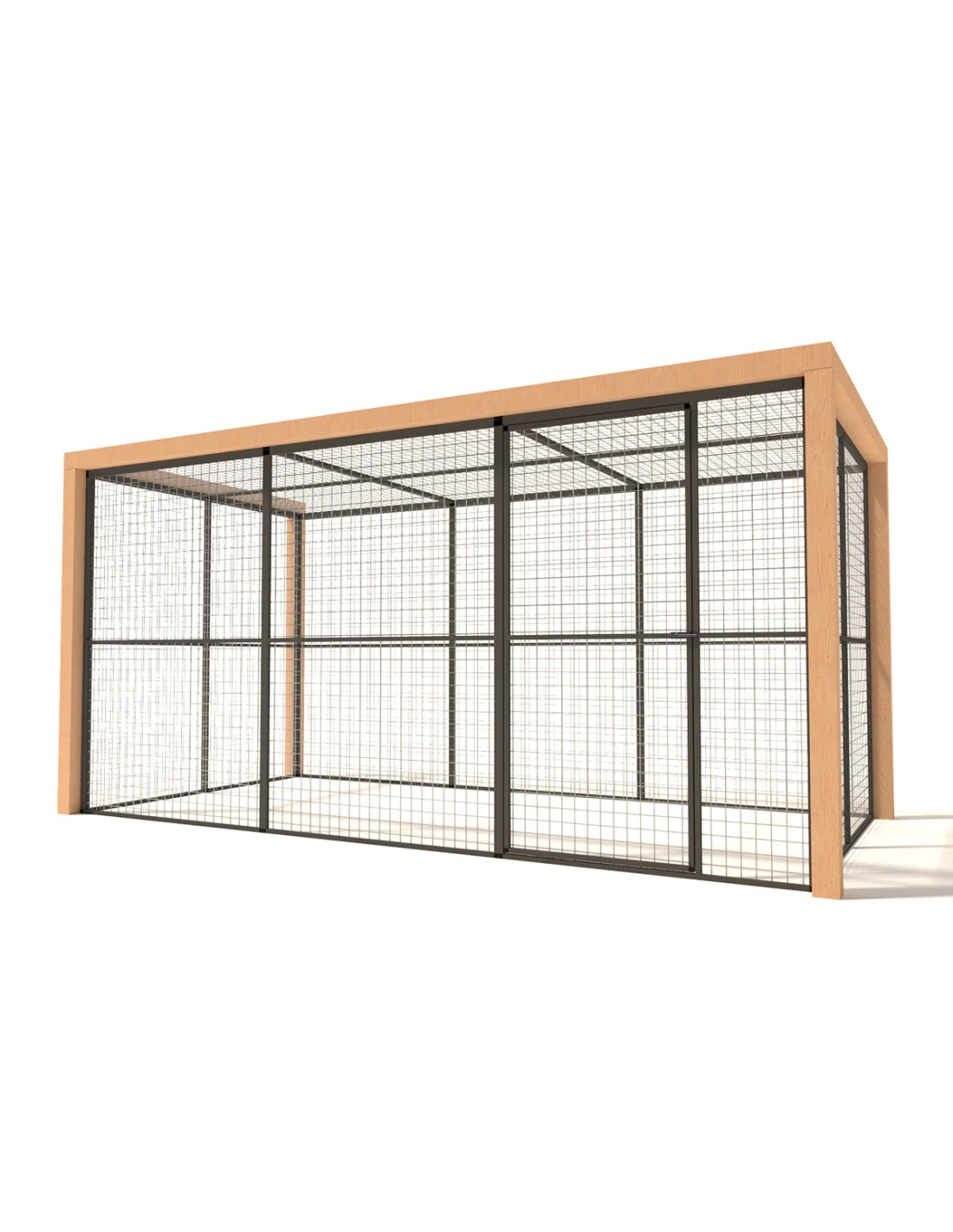 Volière Intérieure Volière Extérieure Aluminium Anthracite et Douglas 380 x 190 x 187 cm Maille 50 x 50 x 3 mm