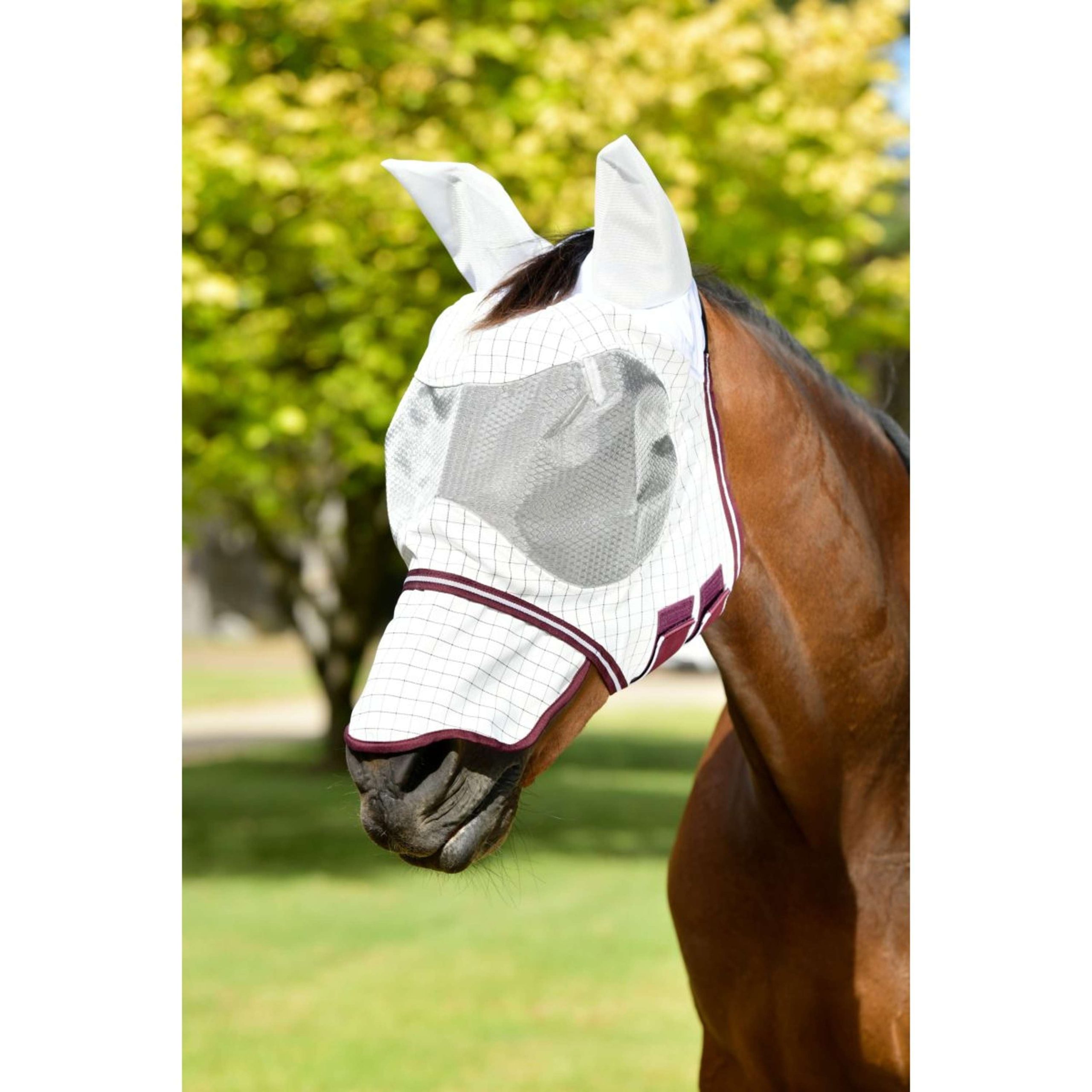 Weatherbeeta Masque Anti-Mouches Hybrid Seasons Blanc/Maroon