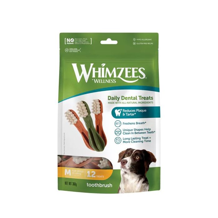 Whimzees Snack Soin Dentaire Brosse à Dents M 12pcs Chien