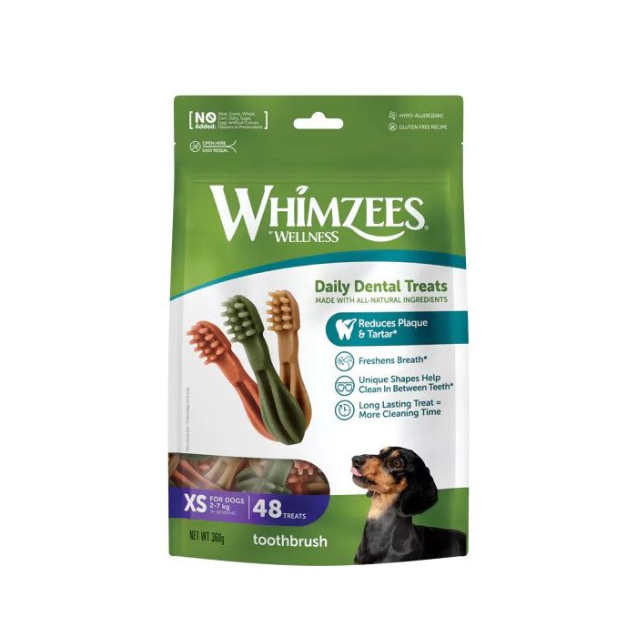 Whimzees Friandises Soin Dentaire Brosse à Dents Xs 48pcs Chien